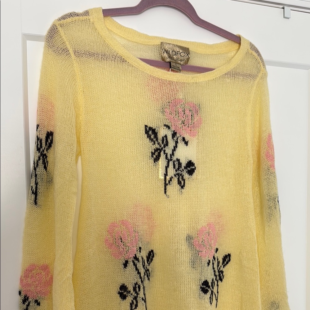 Wildfox Yellow Knit with Floral Design